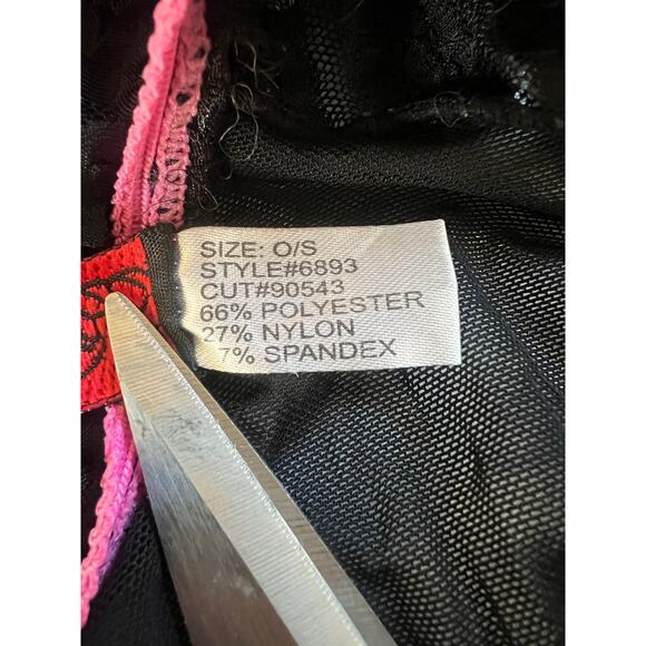 Risque Black Semi Sheer Cami With Hot Pink Details And A Deep Cutback Onesize - Picture 4 of 5